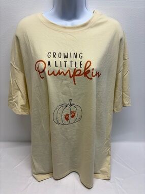 Growing A Little Pumpkin’’ Maternity Cream Graphic Tee plus size 2XL new